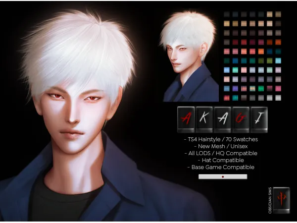 Alpha AKAGI HAIRSTYLE New mesh by obsims - The Sims 4 Custom Content