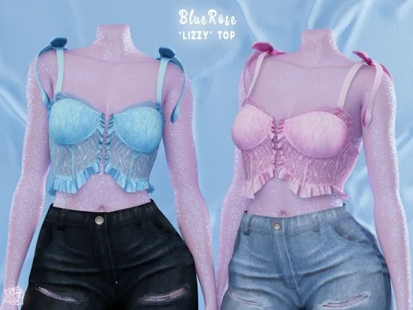 Alpha lizzy lace top brsims - The Sims 4 Custom Content