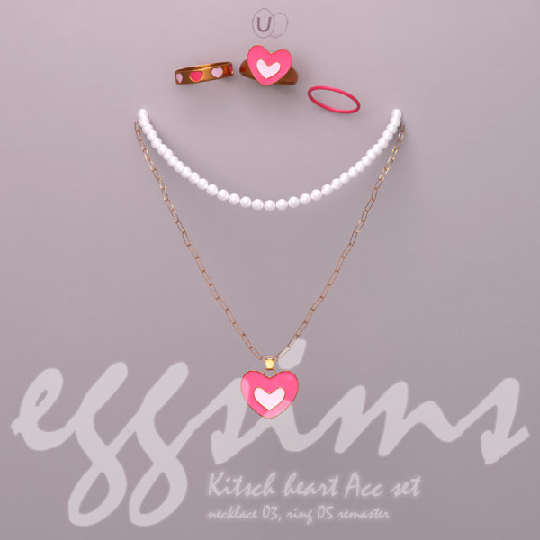 Alpha Kitsch heart Acc set (202405 Remaster ver) by simsfinds - The Sims 4 Custom Content
