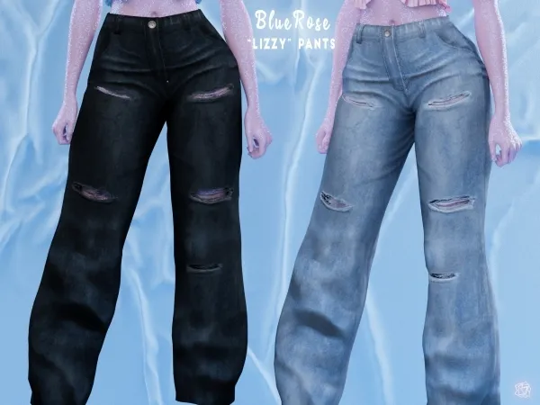 Alpha lizzy denim torn pants brsims - The Sims 4 Custom Content