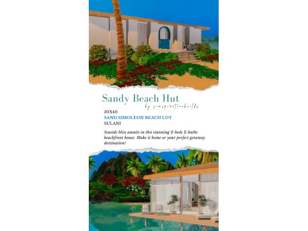 Maxis Match Sandy Beach Hut by simspirationbuilds - The Sims 4 Custom Content