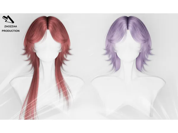 Alpha [ZAO]Sixty Six Hair (2Ver) by ZAOZZAA - The Sims 4 Custom Content