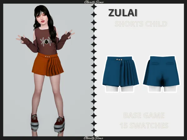 Alpha Zulai Shorts Child - The Sims 4 Custom Content
