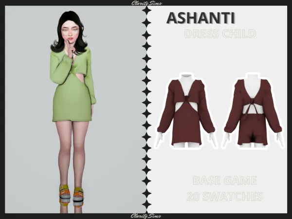 Alpha Ashanti Dress Child - The Sims 4 Custom Content