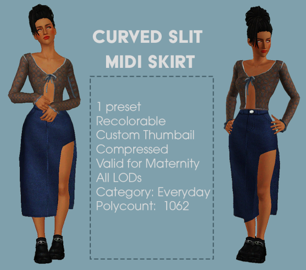 Curved Slit Midi Skirt by simsfinds - The Sims 3 Custom Content