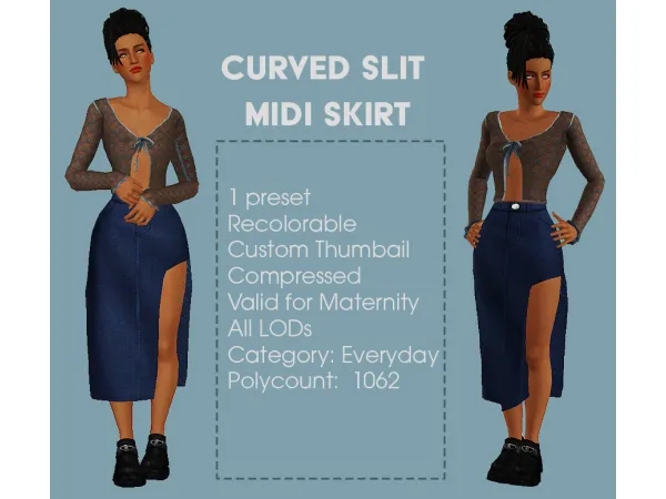 Curved Slit Midi Skirt - The Sims 3 Custom Content