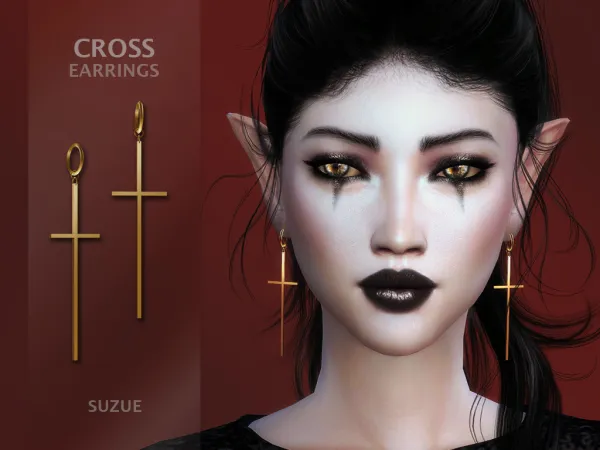 Alpha Cross Earrings by simsfinds - The Sims 4 Custom Content