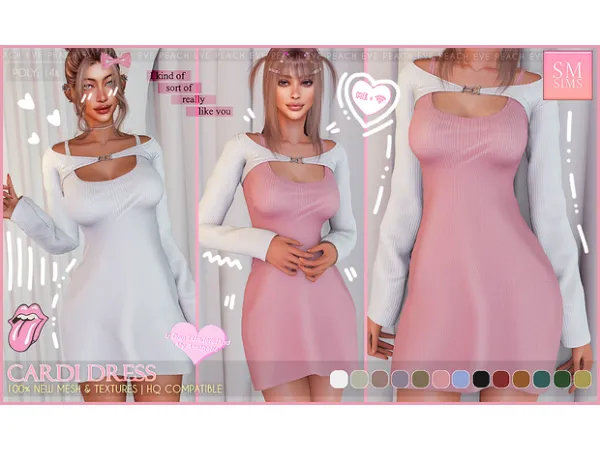 Mix PEACH Cardi Dress - The Sims 4 Custom Content