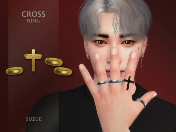 Alpha Cross Ring Male - The Sims 4 Custom Content
