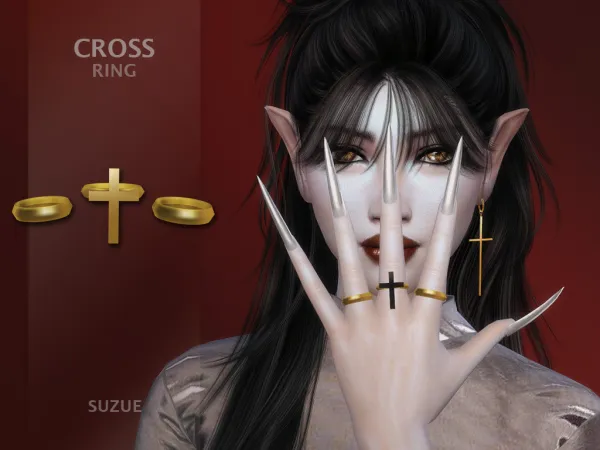 Alpha Cross Ring by simsfinds - The Sims 4 Custom Content