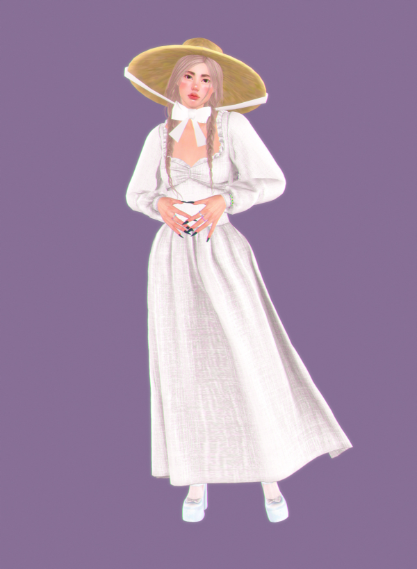 [chamis] long cottagecore dress by simsfinds - The Sims 3 Custom Content