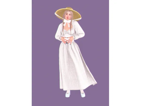 [chamis] long cottagecore dress - The Sims 3 Custom Content