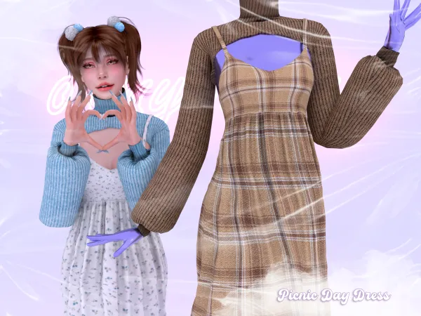 Alpha PICNIC DAY DRESS by ohmybunnny2 - The Sims 4 Custom Content