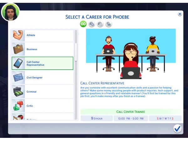 Maxis Match Call Center Representative Career by TMar - The Sims 4 Custom Content