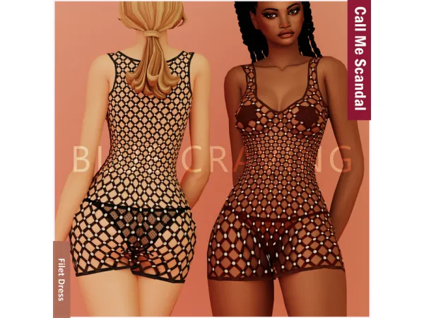 Mix Blue Craving Filet Dress - The Sims 4 Custom Content