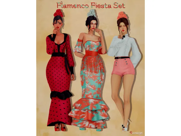 Alpha Flamenco Fiesta Set (Public now) by guemarasims - The Sims 4 Custom Content