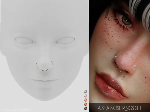Mix Aisha nose rings set - The Sims 4 Custom Content