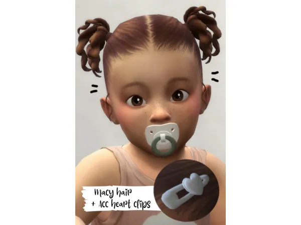 Maxis Match Macy hair For Infants Accessory heart clips by RavenSim - The Sims 4 Custom Content