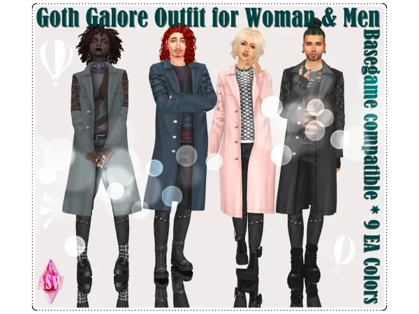 Maxis Match Goth Galore Outfit for Woman Men by AnnettsSims4Welt - The Sims 4 Custom Content
