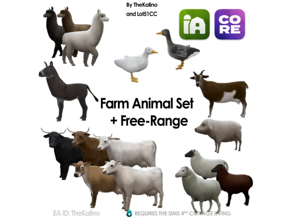 Mix Farm Animal Set Free Range - The Sims 4 Custom Content