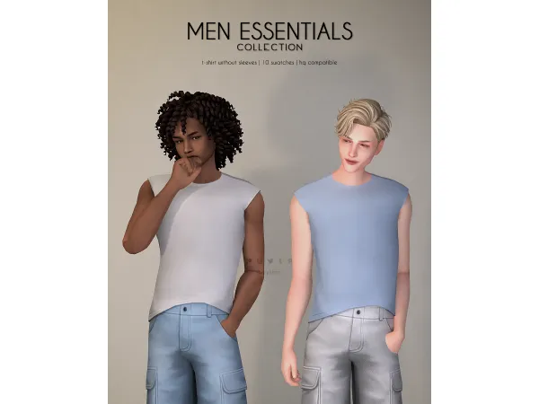 Maxis Match T Shirt without sleeves Men Essentials Collection - The Sims 4 Custom Content