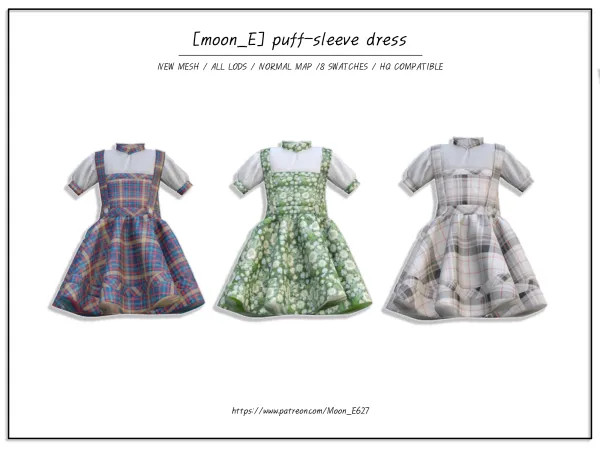 [Moon_E] Puff-sleeve dress_toddler (8 swatches) by Moon_E627