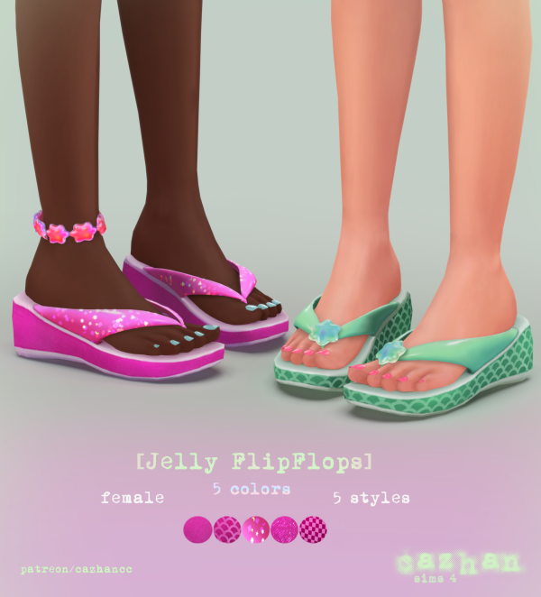 Mix [Jelly FlipFlops] shoes by simsfinds - The Sims 4 Custom Content