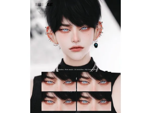 Alpha [Maoni_cat] Eyelashes 3D Male - The Sims 4 Custom Content