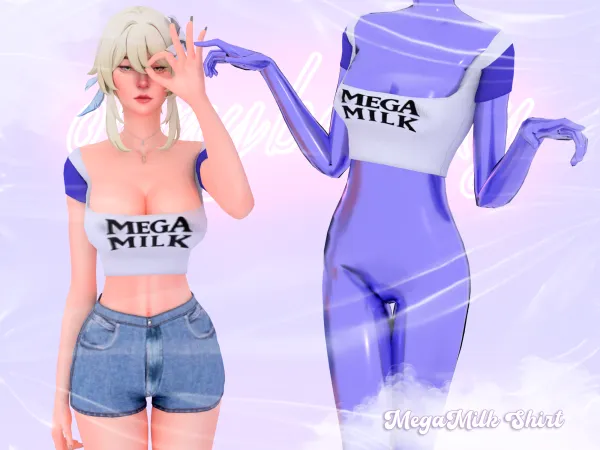 Alpha MEGAMILK SHIRT by ohmybunnny2 - The Sims 4 Custom Content