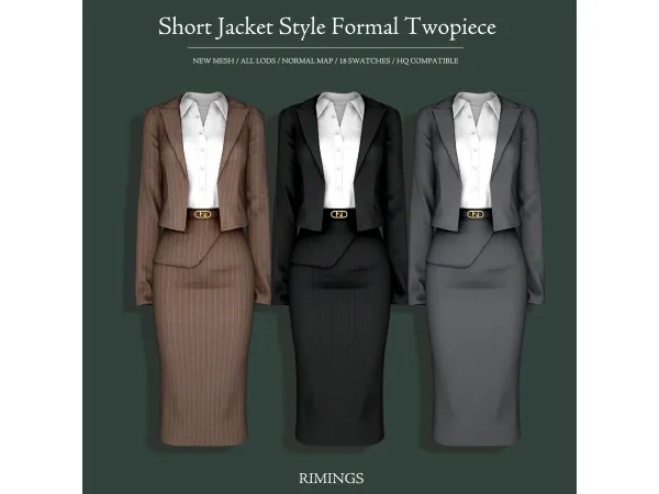 Alpha [RIMINGS] Short Jacket Style Formal Twopiece by RIMINGs - The Sims 4 Custom Content