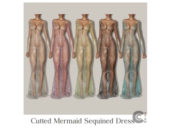 Alpha Cutted Mermaid Sequined Dress cool_content_star - The Sims 4 Custom Content
