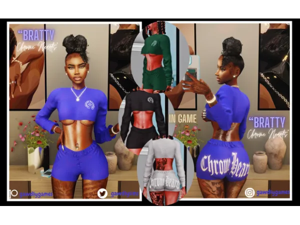 Alpha Bratty Chrome Hearts Set by gawdlygames - The Sims 4 Custom Content