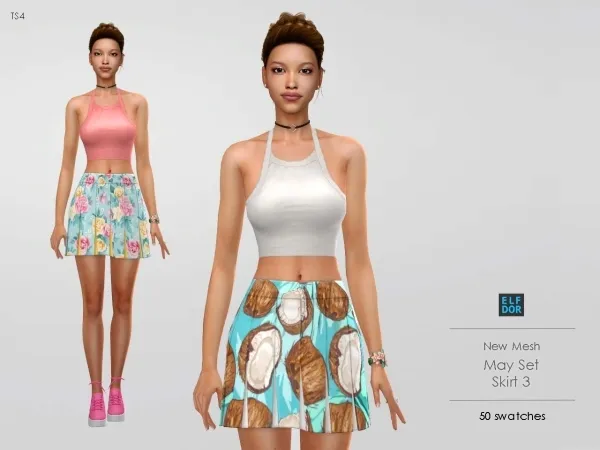 Maxis Match Spring Skirt 3 - The Sims 4 Custom Content