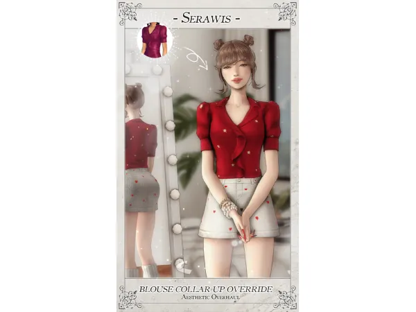 Maxis Match SERAWIS Aesthetic Overhaul (blouse collar up override) - The Sims 4 Custom Content