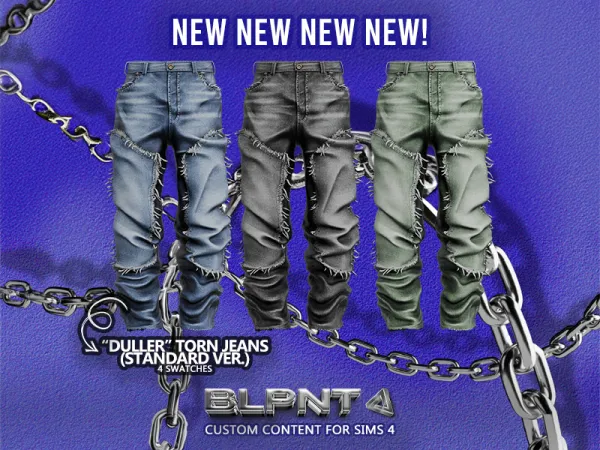 Alpha BLUPRNT DULLER Torn Jeans (Standard Version) - The Sims 4 Custom Content