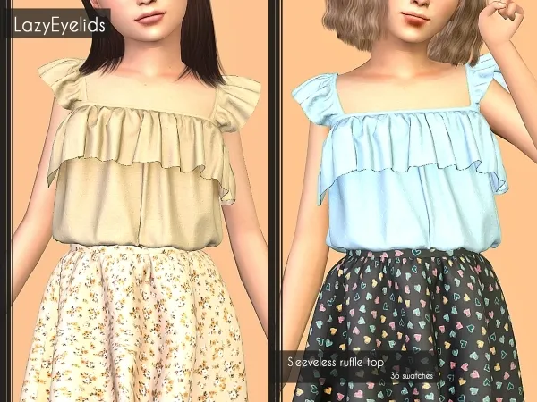 Alpha Sleeveless ruffle top - The Sims 4 Custom Content