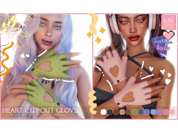 Alpha HONEY Heart Cut Out Gloves by SMSims - The Sims 4 Custom Content
