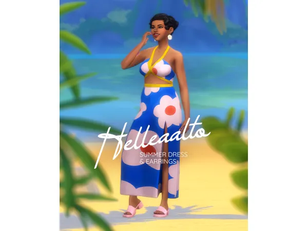 Maxis Match Helleaalto Summer Dress and Earrings by someone_elsa - The Sims 4 Custom Content