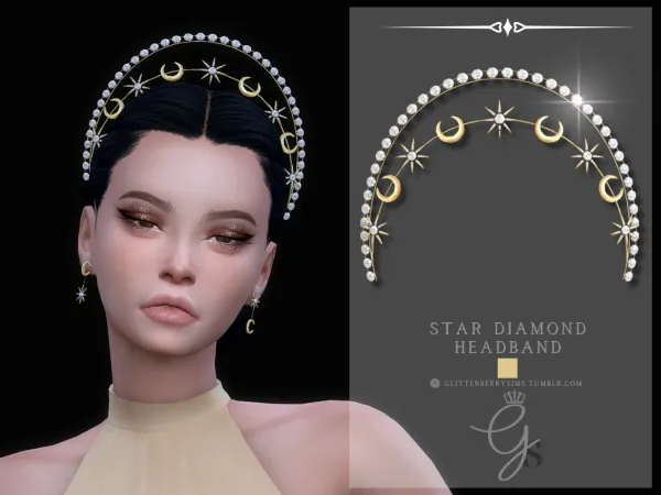Alpha Star Diamond Headband by GlitterberryFly - The Sims 4 Custom Content