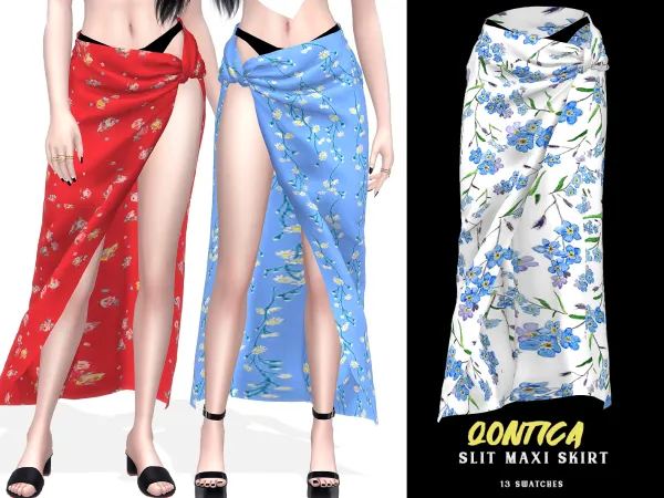 Alpha Qontica Slit Maxi Skirt - The Sims 4 Custom Content