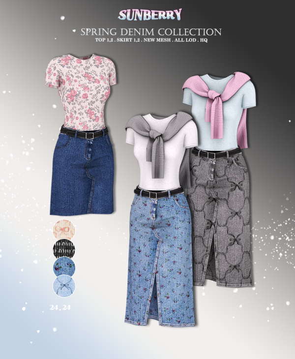 Alpha [SUNBERRY] Spring denim collection x2 by simsfinds - The Sims 4 Custom Content