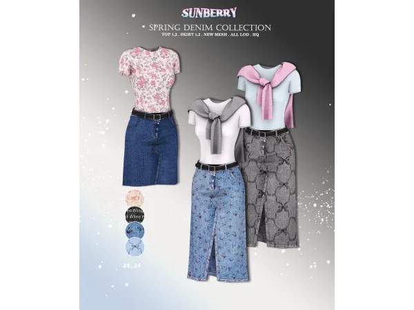 Alpha [SUNBERRY] Spring denim collection x2 - The Sims 4 Custom Content
