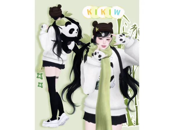 Alpha KIKIWSTUDIO Panda胖达 by KIKIW - The Sims 4 Custom Content