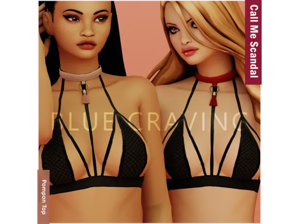 Mix Blue Craving Pompom Bra - The Sims 4 Custom Content