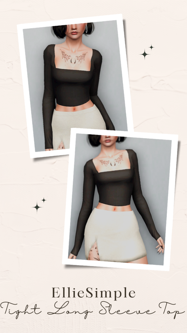 4t3 Tight Long Sleeve Top EllieSimple by simsfinds - The Sims 3 Custom Content