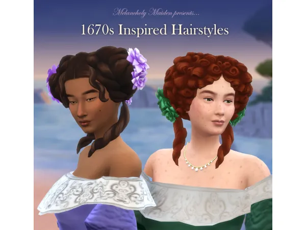 Maxis Match 1670s Inspired Hairstyles by melancholymaiden - The Sims 4 Custom Content