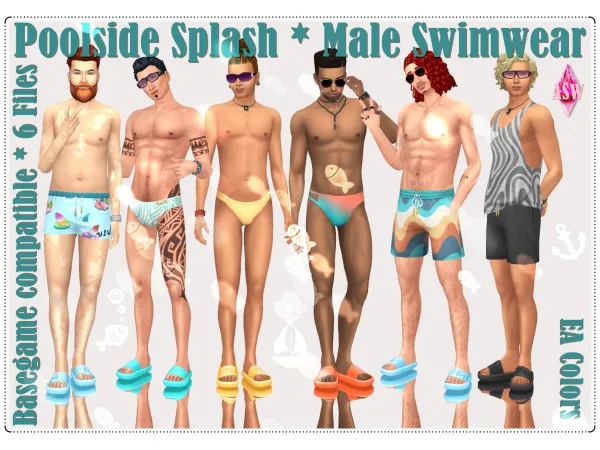 Maxis Match Poolside Splash Male Swimwear by AnnettsSims4Welt - The Sims 4 Custom Content