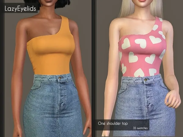 Alpha One shoulder top - The Sims 4 Custom Content