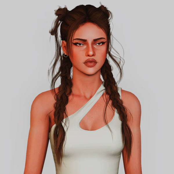4t3 Wingssims EF0224 Messy Double Braids by simsfinds - The Sims 3 Custom Content