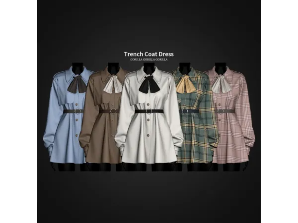 Alpha Trench Coat Dress by gorillax3 - The Sims 4 Custom Content